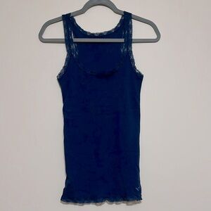 American Eagle Lace Trim Ribbed Tank Top Medium